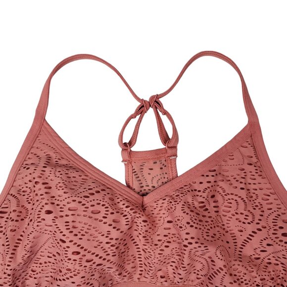 Victoria's Secret PINK Sport Bra Pink Small B Wirefree Pullover V Neck Lace Logo - Picture 2 of 9